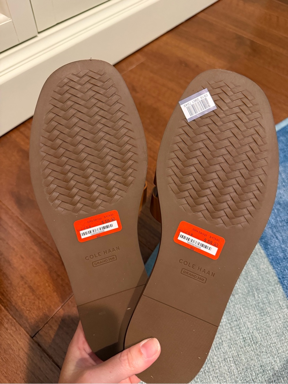 Cole Haan Women’s Tan Woven Leather Slide Sandals - Picture 3 of 3